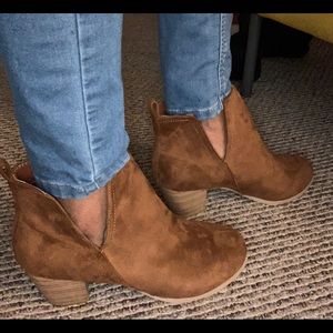 Tan suede booties